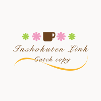 マグカップと花柄の可愛いカフェロゴマーク