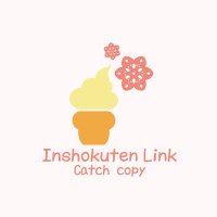お花とソフトクリームの可愛いロゴ/洋菓子店向け