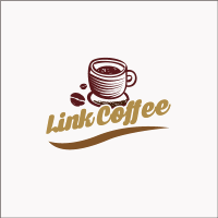 コーヒー豆とマグカップのイラストロゴ